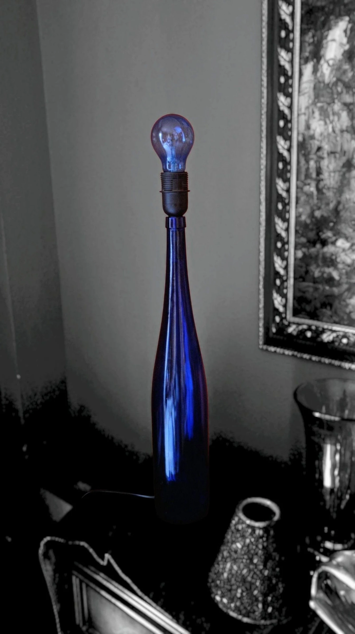 Lampara botella Azul